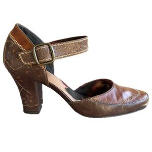 Kenzie Kayna Boho Mary Jane Heels Leather 8.5